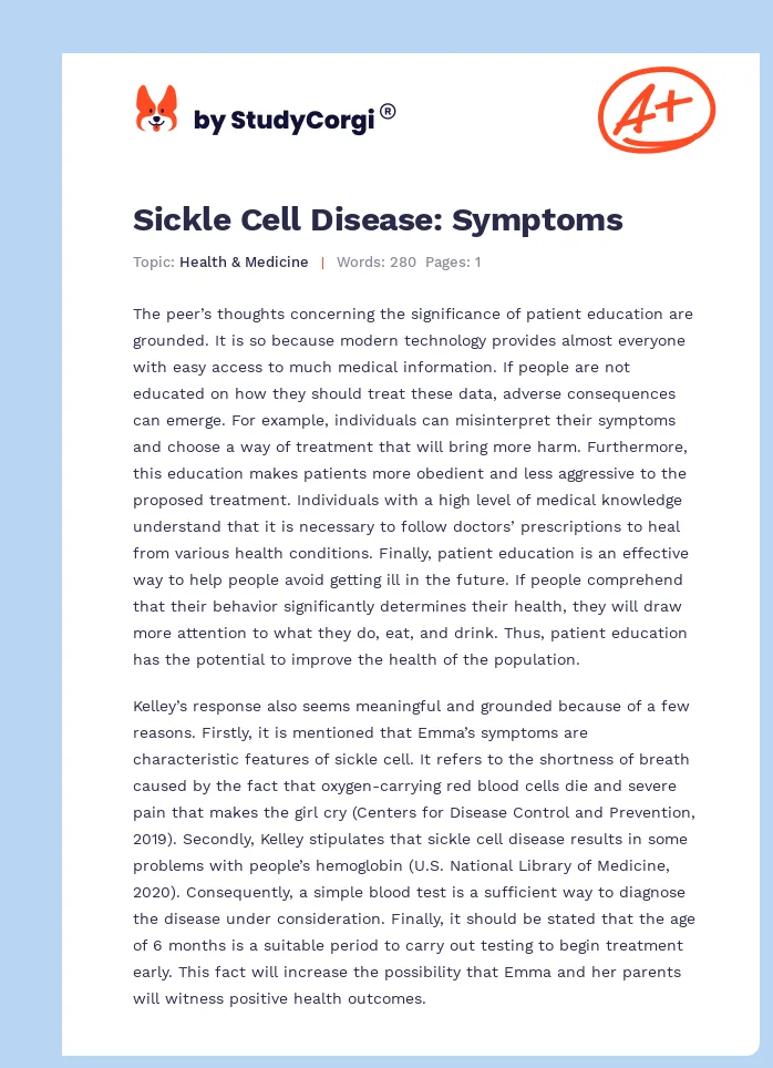 Sickle Cell Disease: Symptoms. Page 1