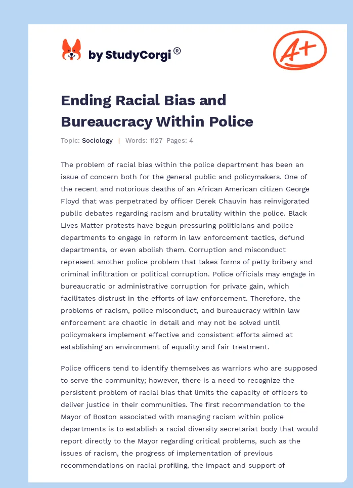 Ending Racial Bias and Bureaucracy Within Police. Page 1