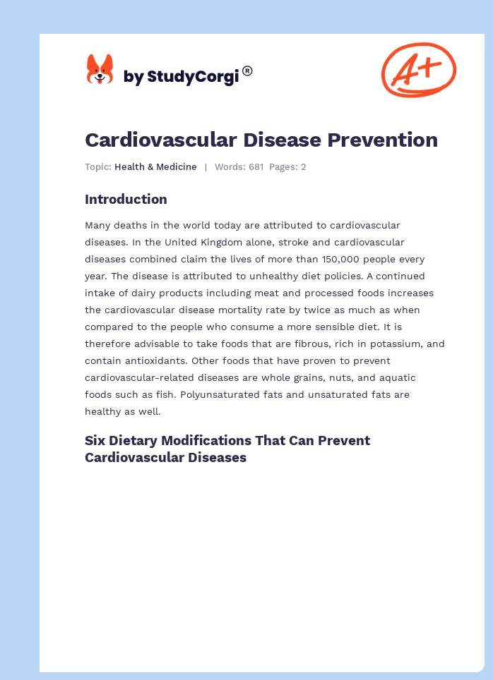 cardiovascular disease prevention essay