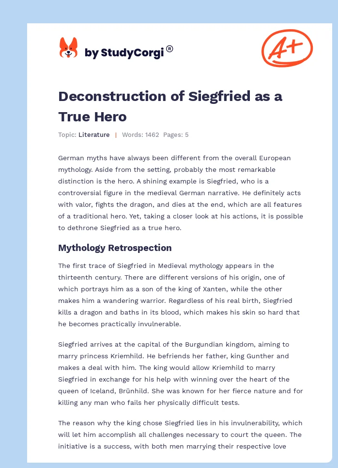 Deconstruction of Siegfried as a True Hero. Page 1