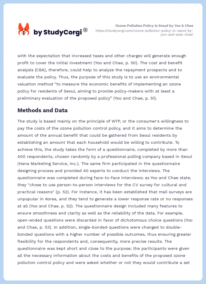 Ozone Pollution Policy in Seoul by Yoo & Chae. Page 2