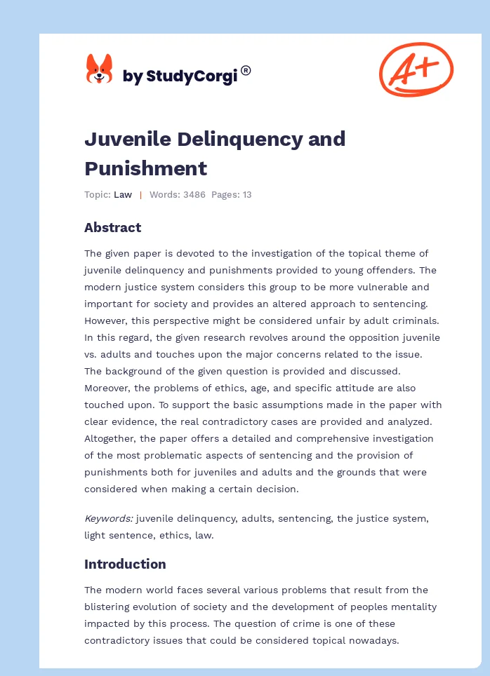 Juvenile Delinquency and Punishment. Page 1