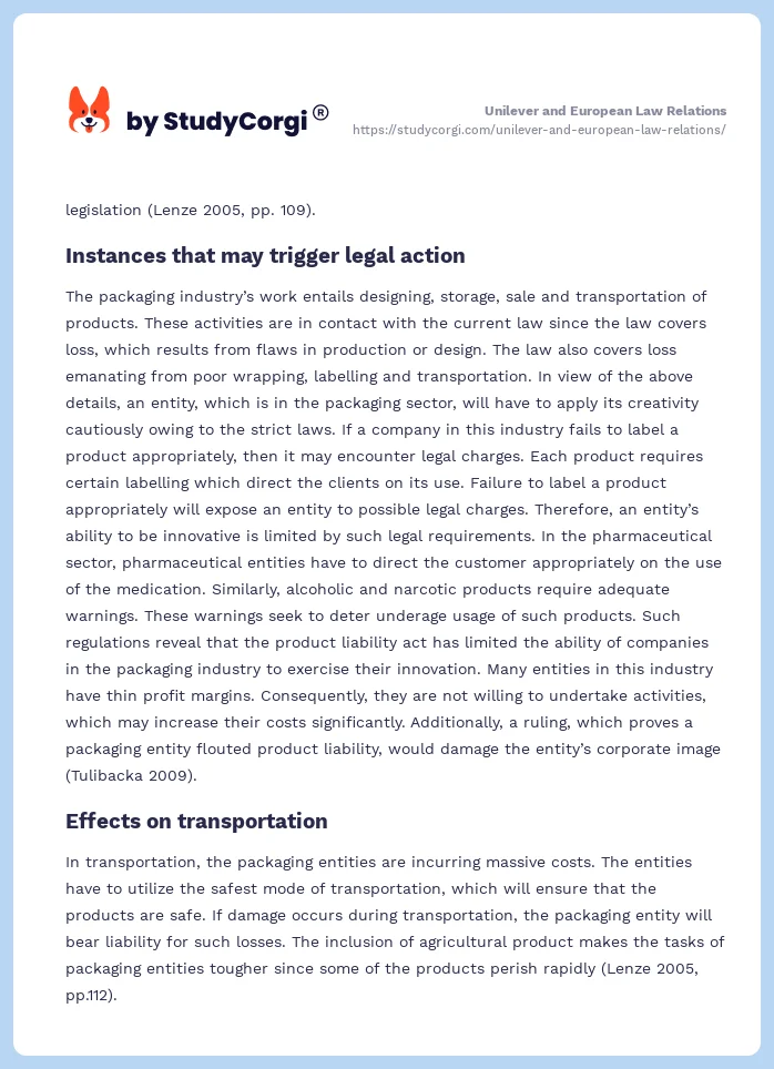 Unilever and European Law Relations. Page 2