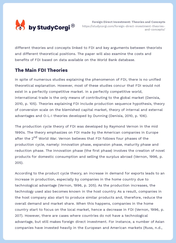 Foreign Direct Investment: Theories and Concepts. Page 2