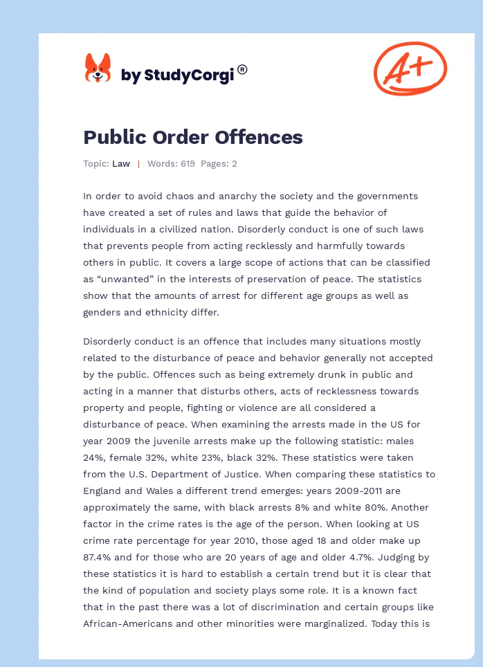 Public Order Offences. Page 1