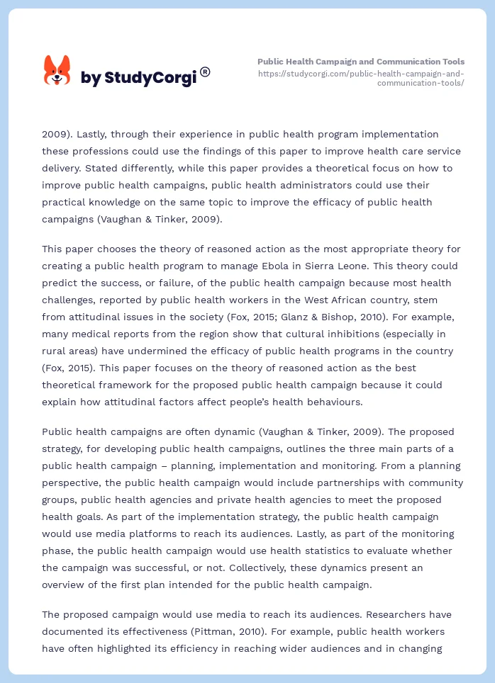 Public Health Campaign and Communication Tools. Page 2