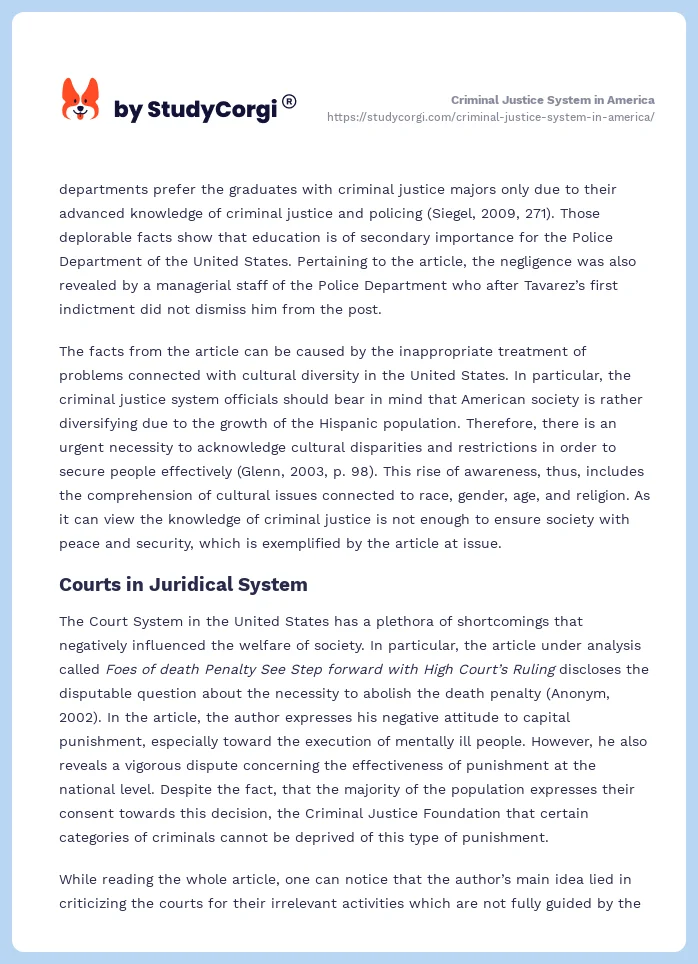 Criminal Justice System in America. Page 2
