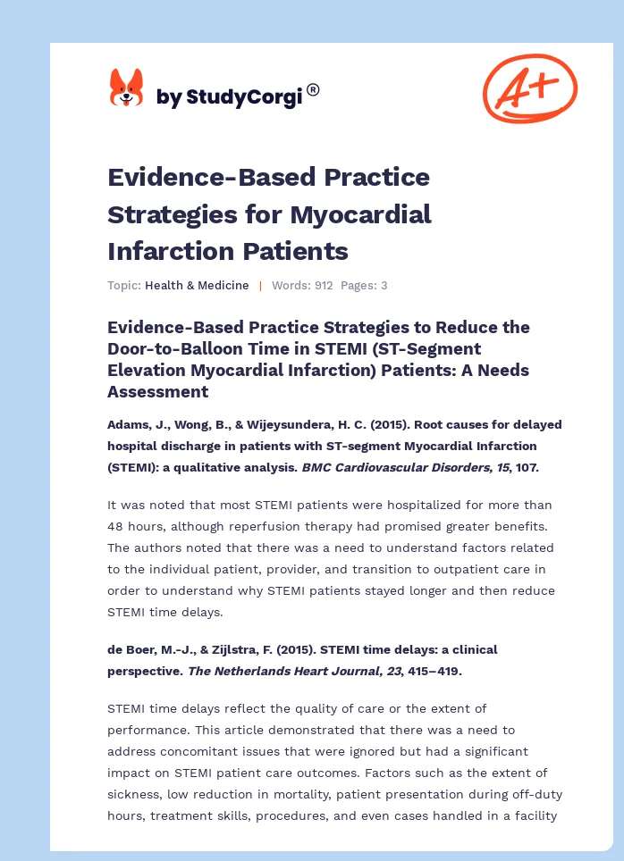 Evidence-Based Practice Strategies for Myocardial Infarction Patients. Page 1