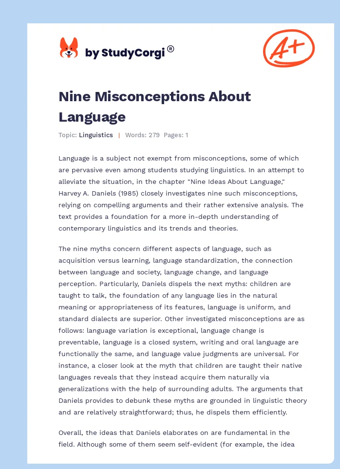 Nine Misconceptions About Language. Page 1