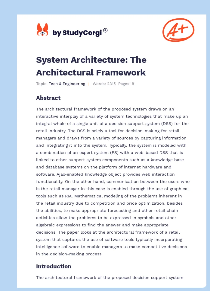 System Architecture: The Architectural Framework. Page 1