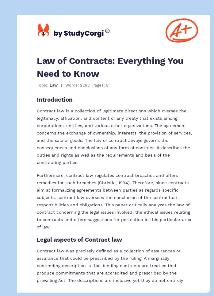 Law of Contracts: Everything You Need to Know. Page 1