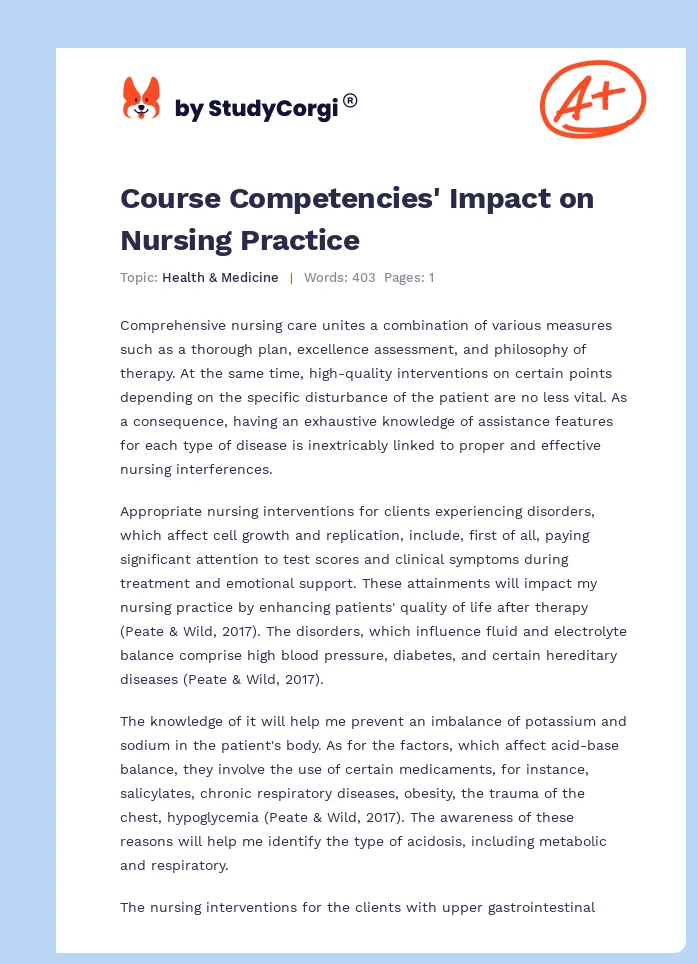Course Competencies' Impact on Nursing Practice. Page 1