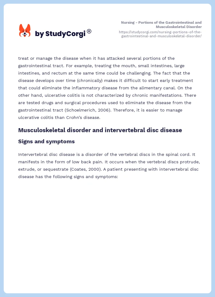 Nursing - Portions of the Gastrointestinal and Musculoskeletal Disorder. Page 2