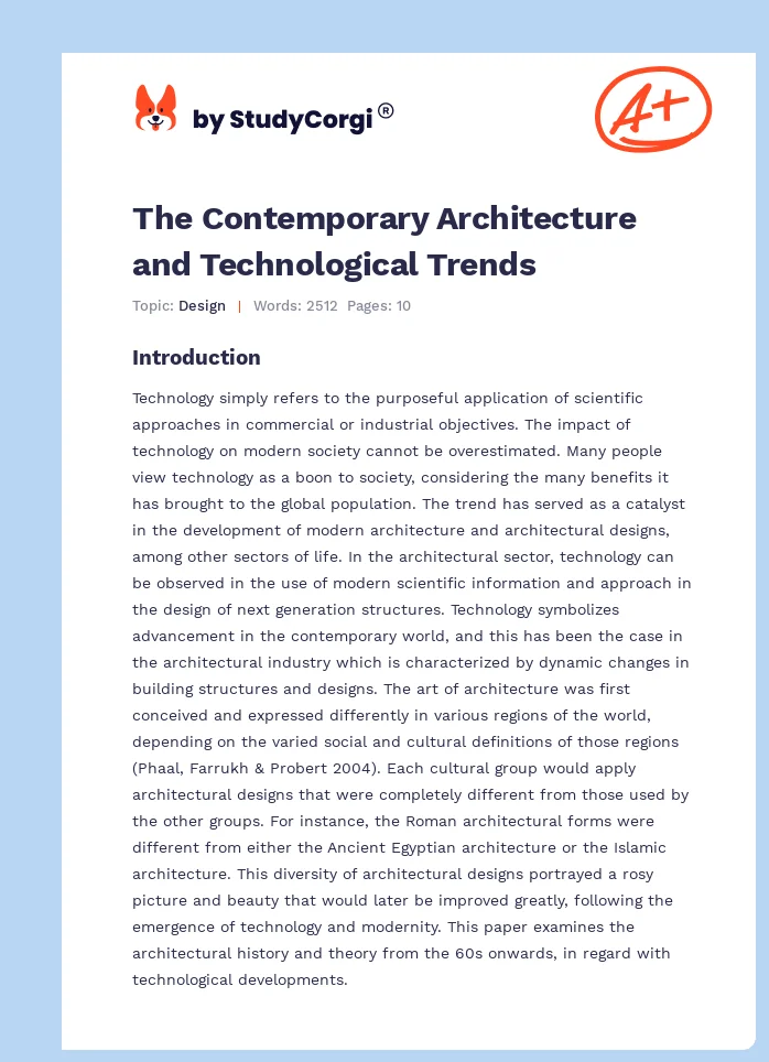 The Contemporary Architecture and Technological Trends. Page 1