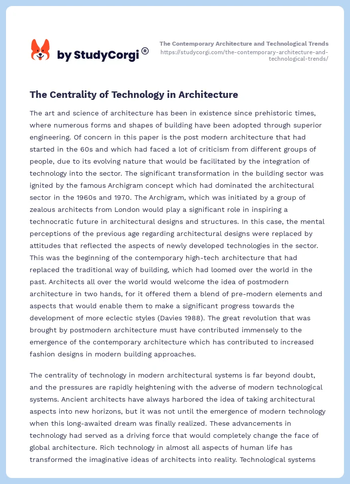 The Contemporary Architecture and Technological Trends. Page 2
