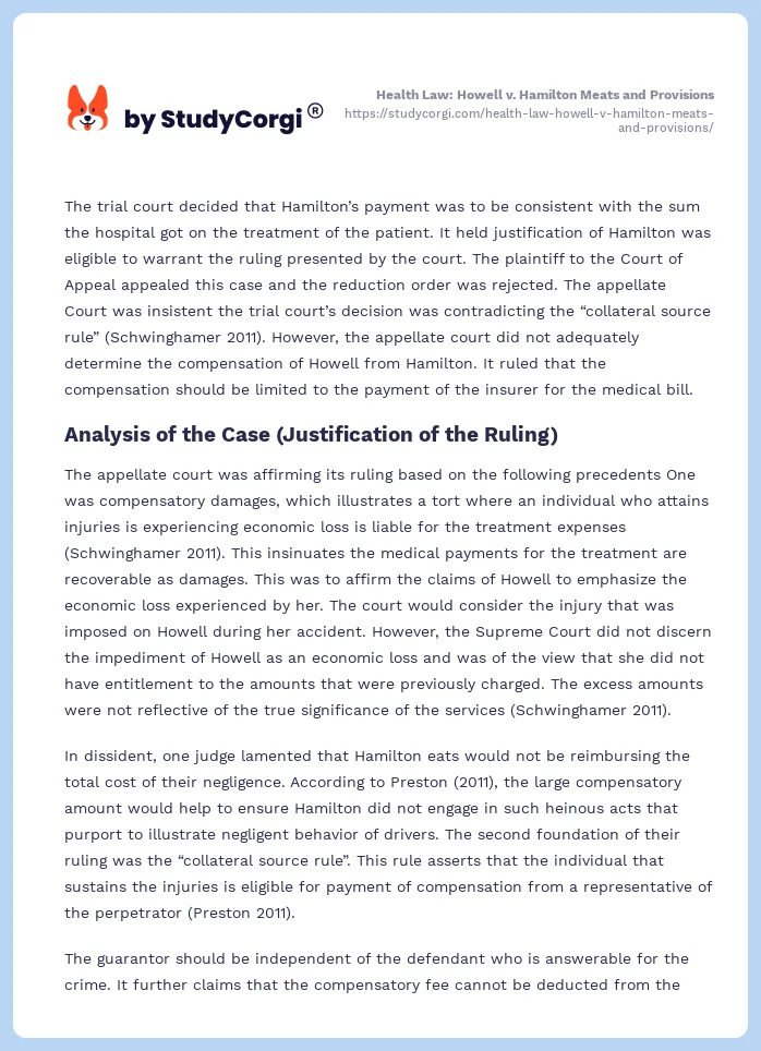 Health Law: Howell v. Hamilton Meats and Provisions. Page 2