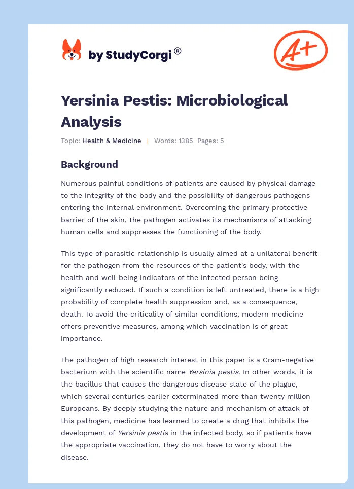 Yersinia Pestis: Microbiological Analysis. Page 1