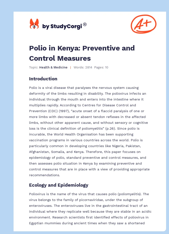 Polio in Kenya: Preventive and Control Measures. Page 1