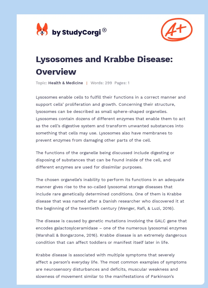 Lysosomes and Krabbe Disease: Overview. Page 1
