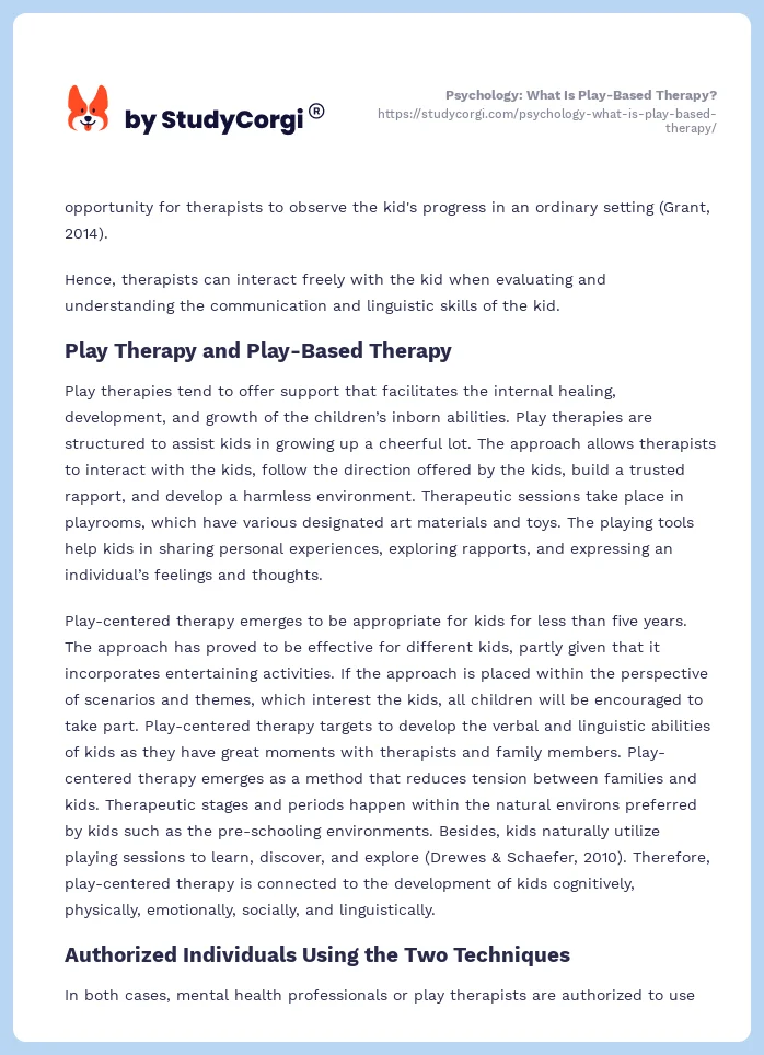 Psychology: What Is Play-Based Therapy?. Page 2