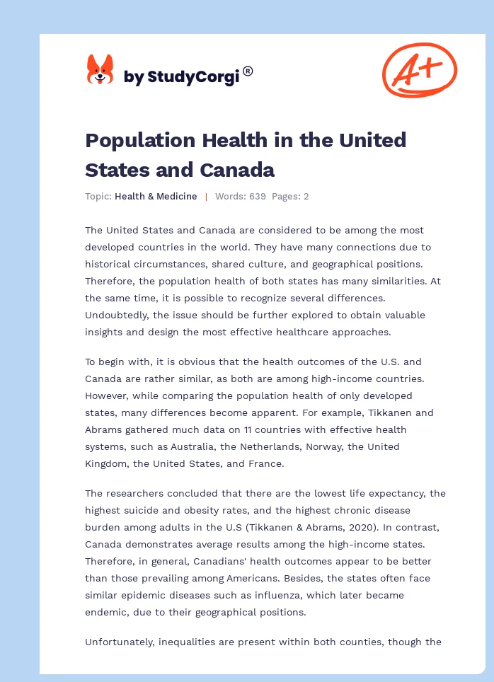Population Health in the United States and Canada. Page 1
