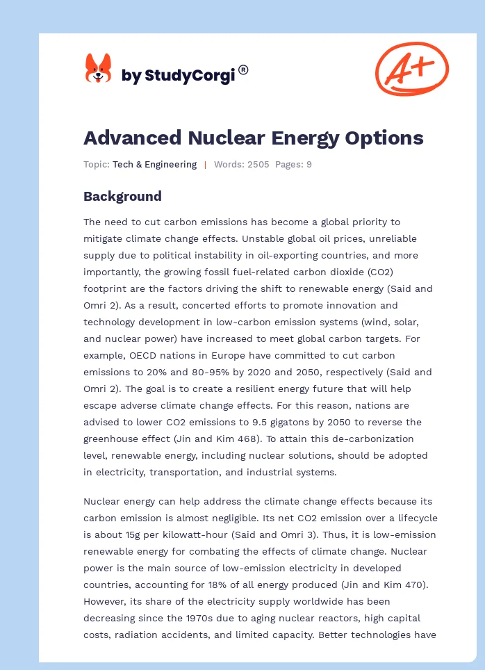 Advanced Nuclear Energy Options. Page 1