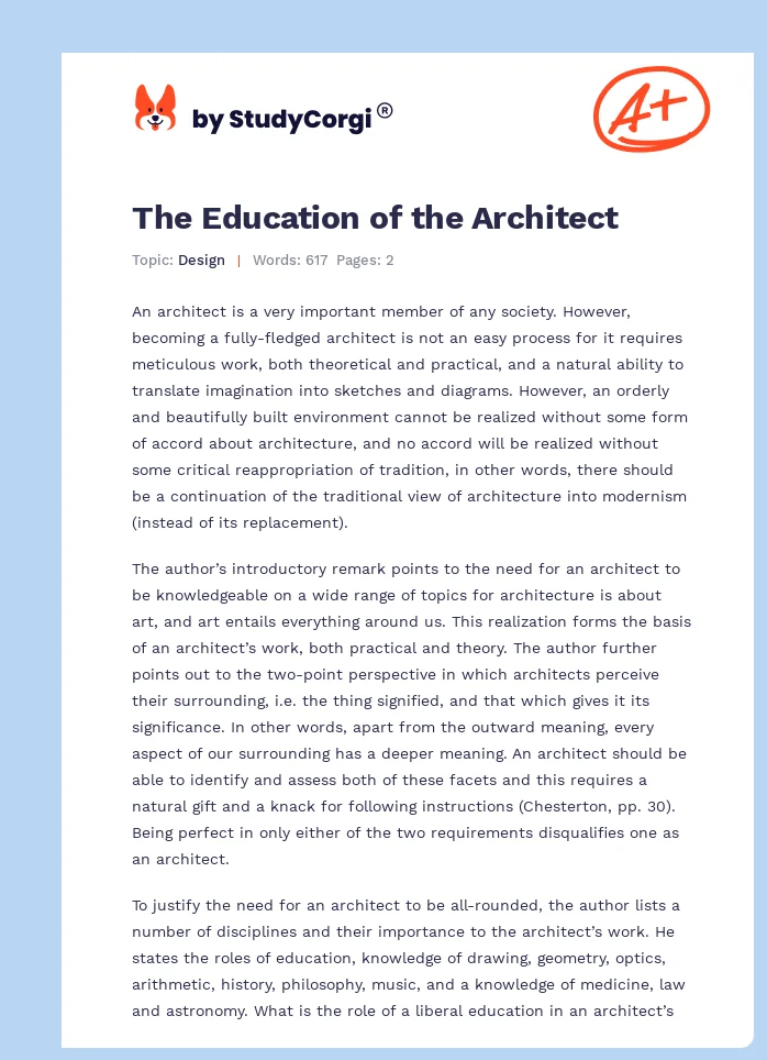 The Education of the Architect. Page 1