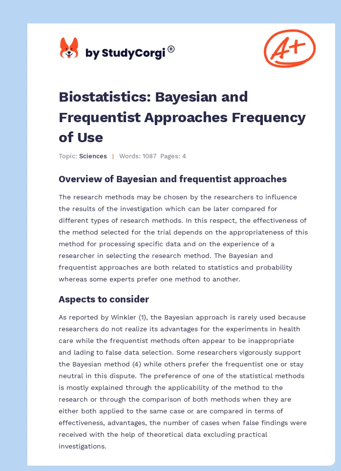 Biostatistics: Bayesian and Frequentist Approaches Frequency of Use. Page 1