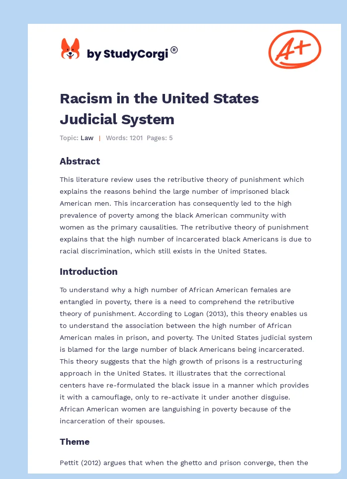Racism in the United States Judicial System. Page 1