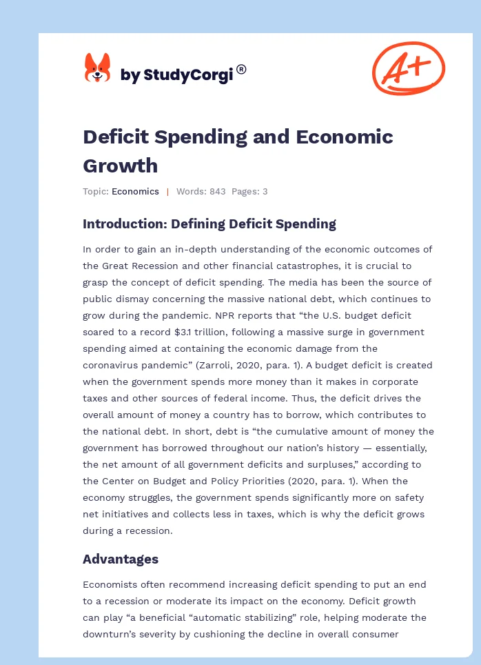 Deficit Spending and Economic Growth. Page 1