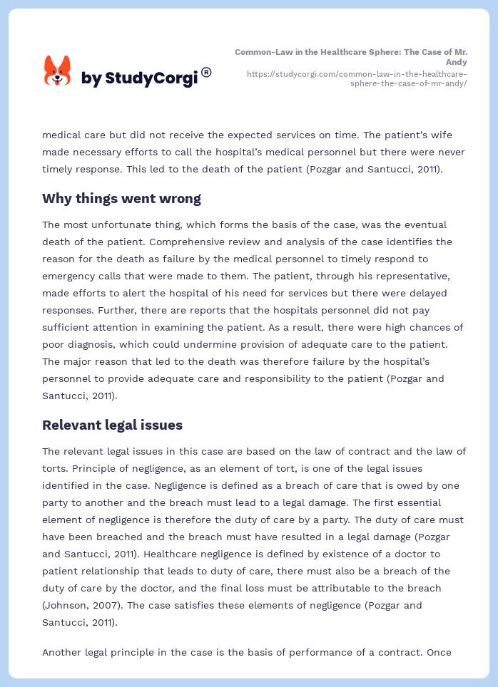 Common-Law in the Healthcare Sphere: The Case of Mr. Andy. Page 2