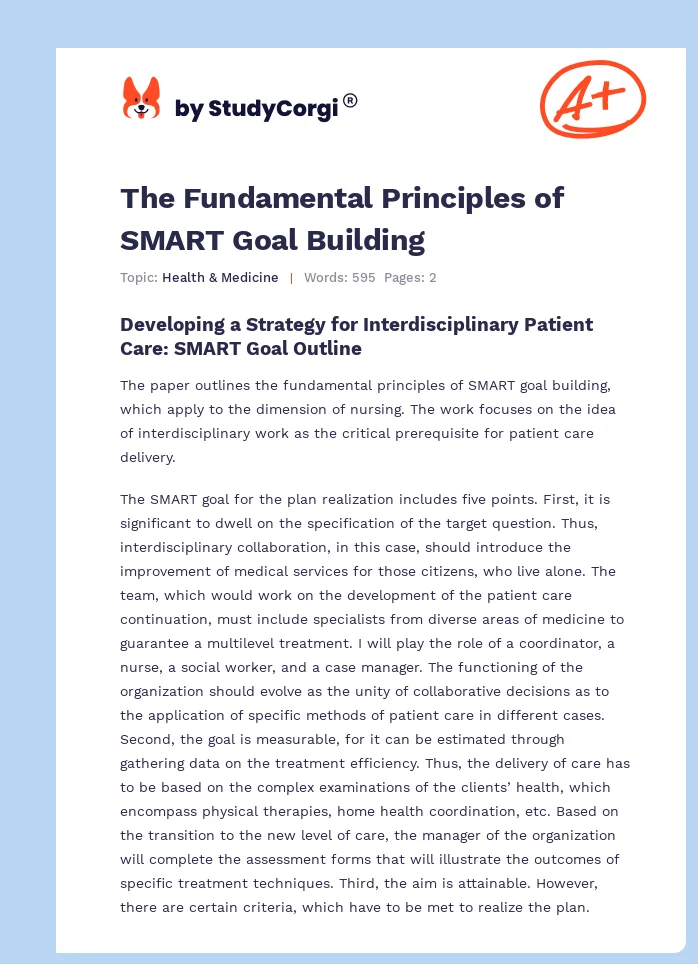 The Fundamental Principles of SMART Goal Building. Page 1