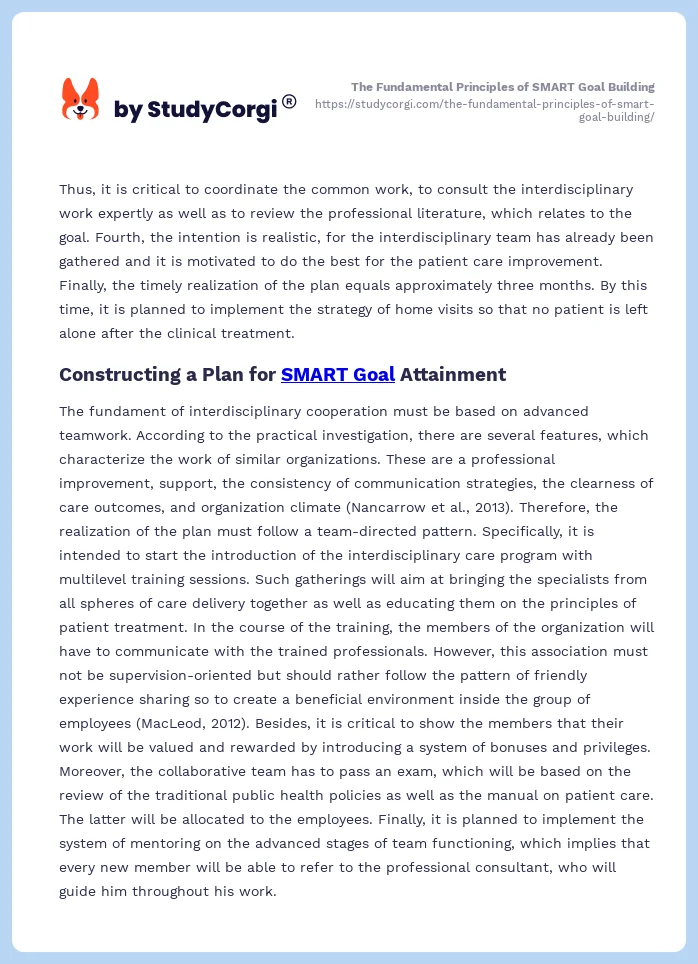 The Fundamental Principles of SMART Goal Building. Page 2