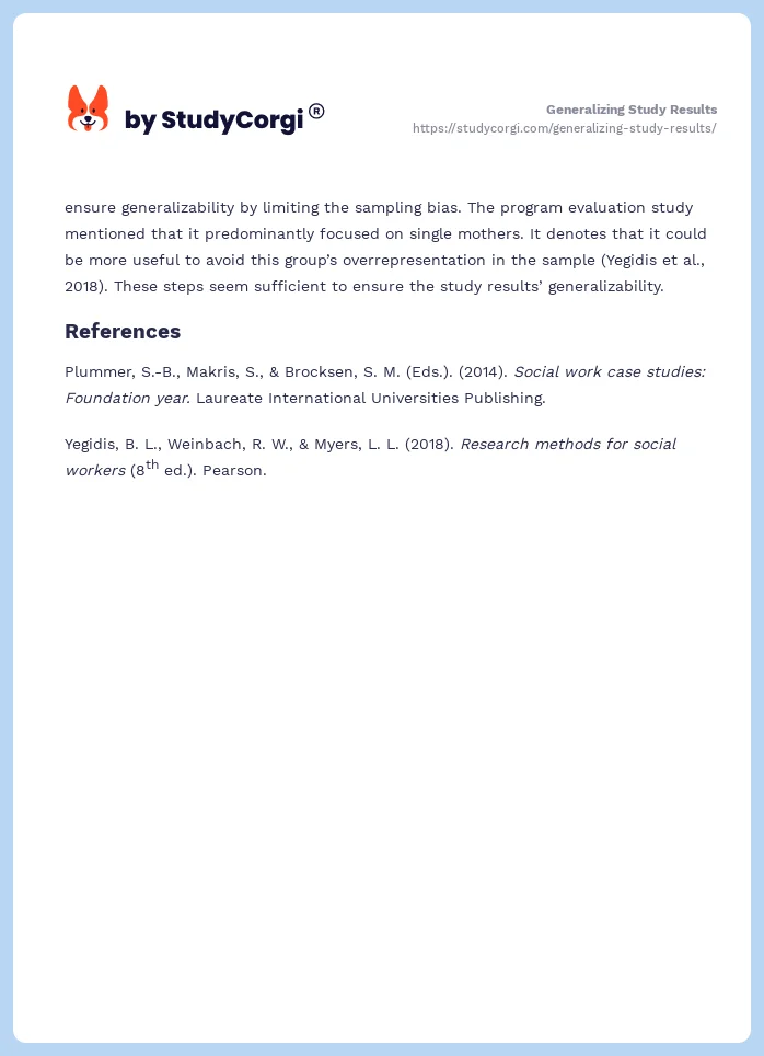 Generalizing Study Results. Page 2