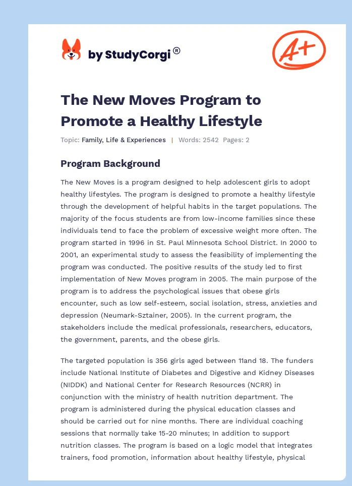 The New Moves Program to Promote a Healthy Lifestyle. Page 1