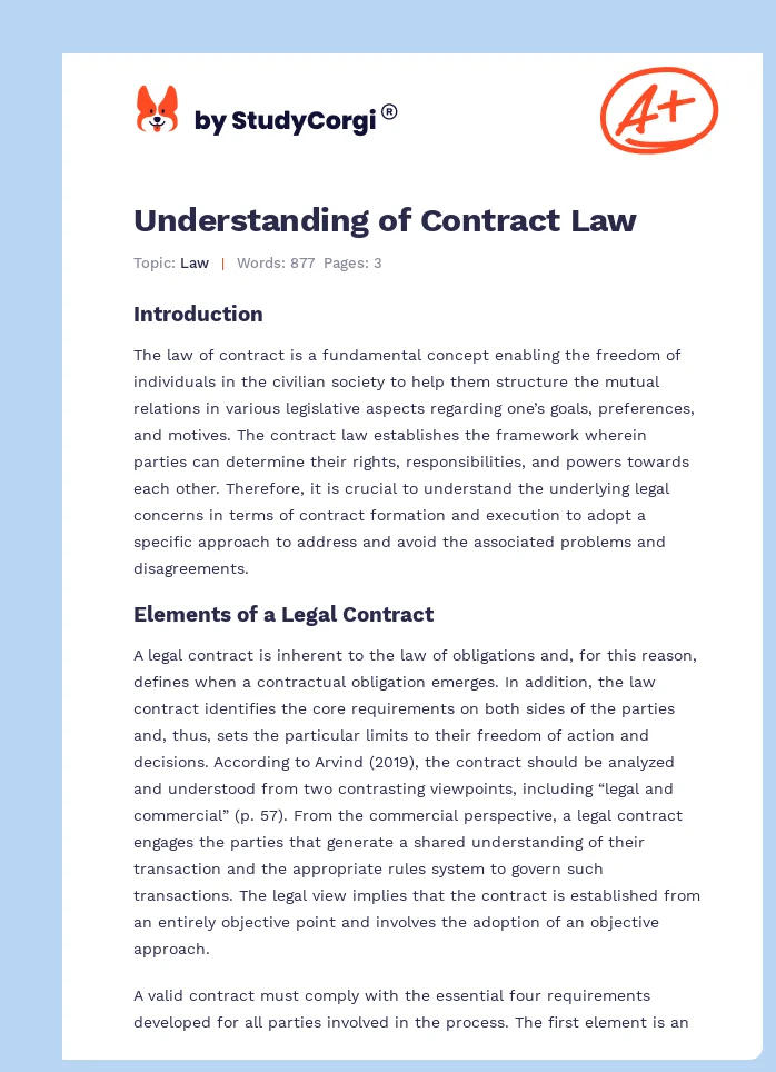 Understanding of Contract Law. Page 1
