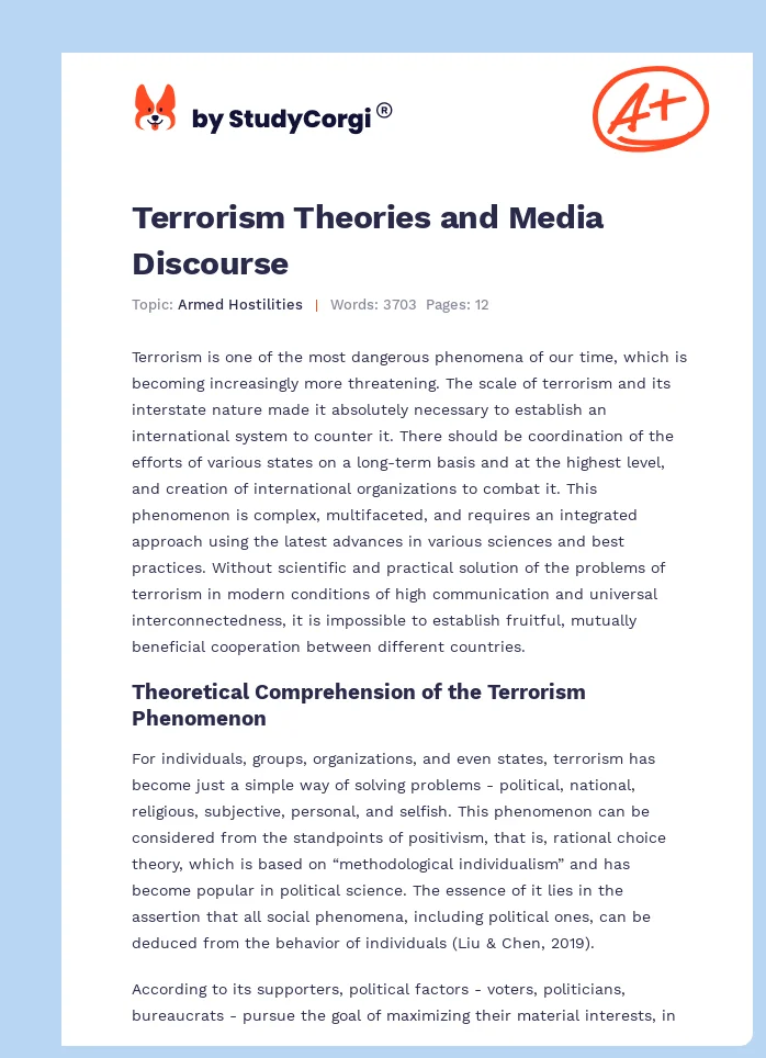 Terrorism Theories and Media Discourse. Page 1