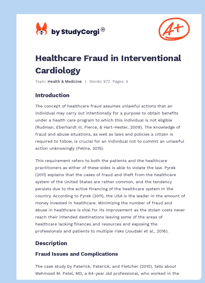 Healthcare Fraud in Interventional Cardiology. Page 1
