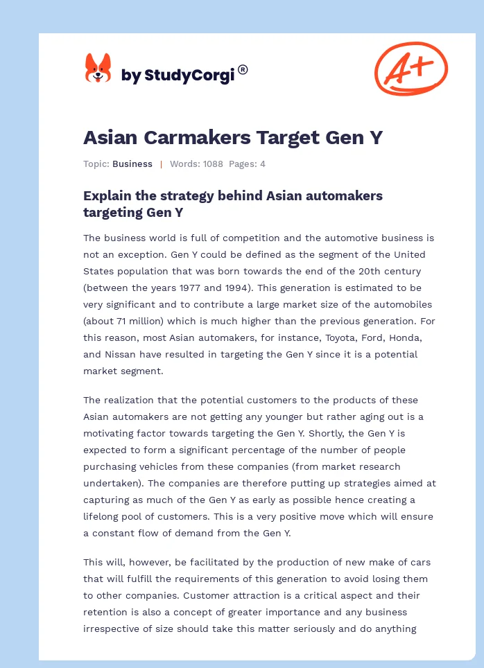Asian Carmakers Target Gen Y. Page 1