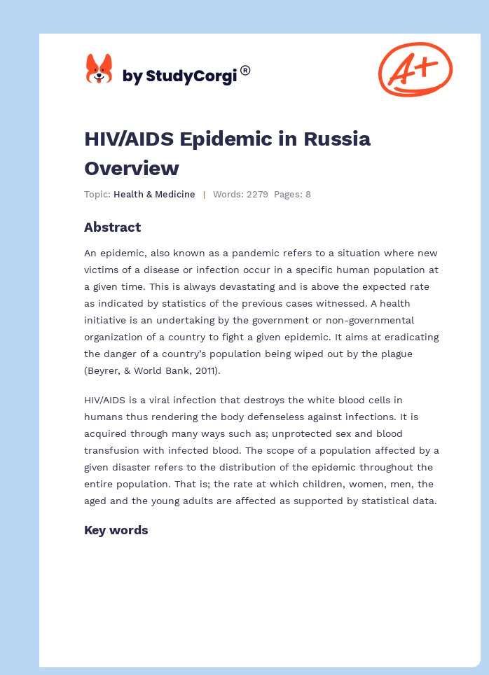 HIV/AIDS Epidemic in Russia Overview. Page 1
