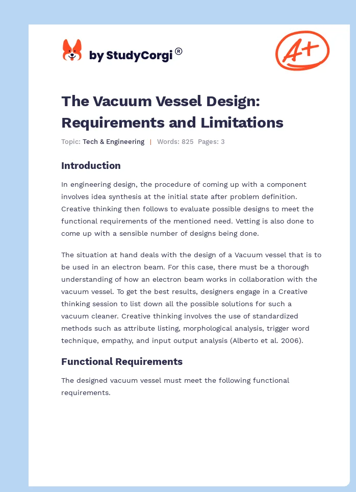 The Vacuum Vessel Design: Requirements and Limitations. Page 1