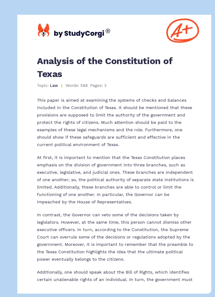 Analysis of the Constitution of Texas. Page 1