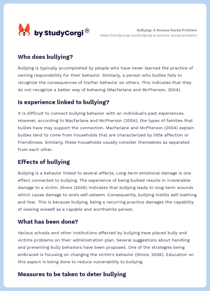 Bullying: A Serious Social Problem. Page 2