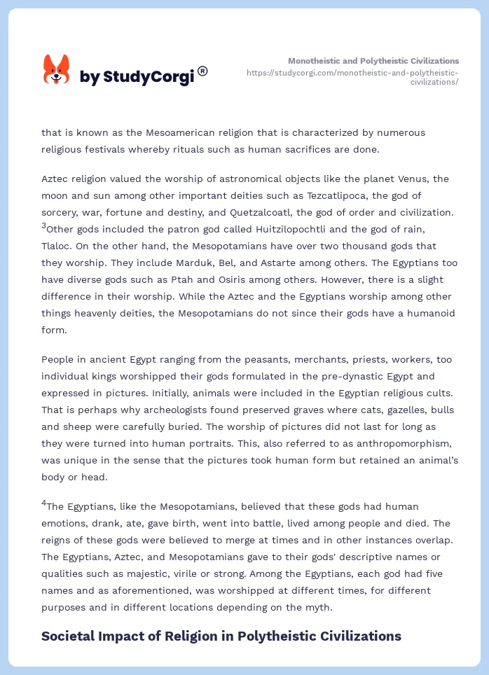 Monotheistic and Polytheistic Civilizations. Page 2