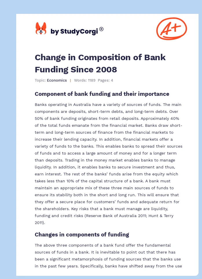 Change in Composition of Bank Funding Since 2008. Page 1