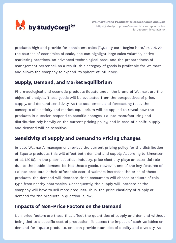 Walmart Brand Products' Microeconomic Analysis. Page 2