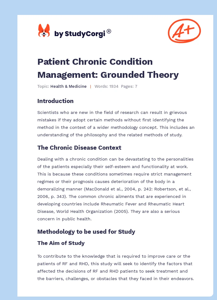 Patient Chronic Condition Management: Grounded Theory. Page 1