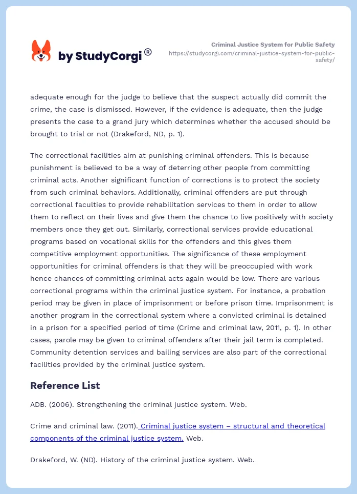Criminal Justice System for Public Safety. Page 2