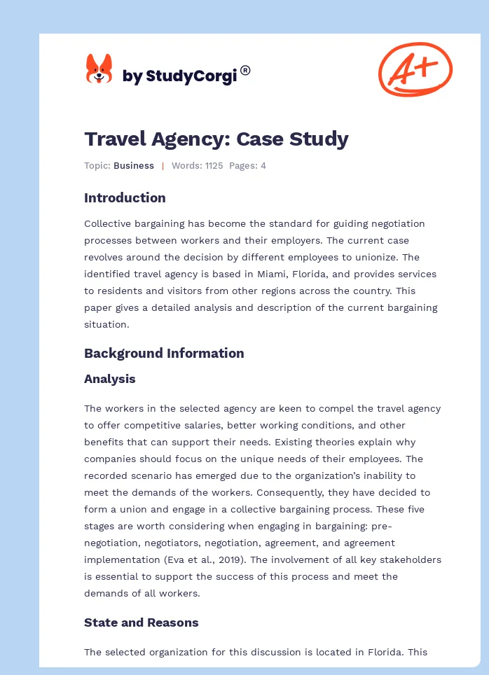 Travel Agency: Case Study. Page 1