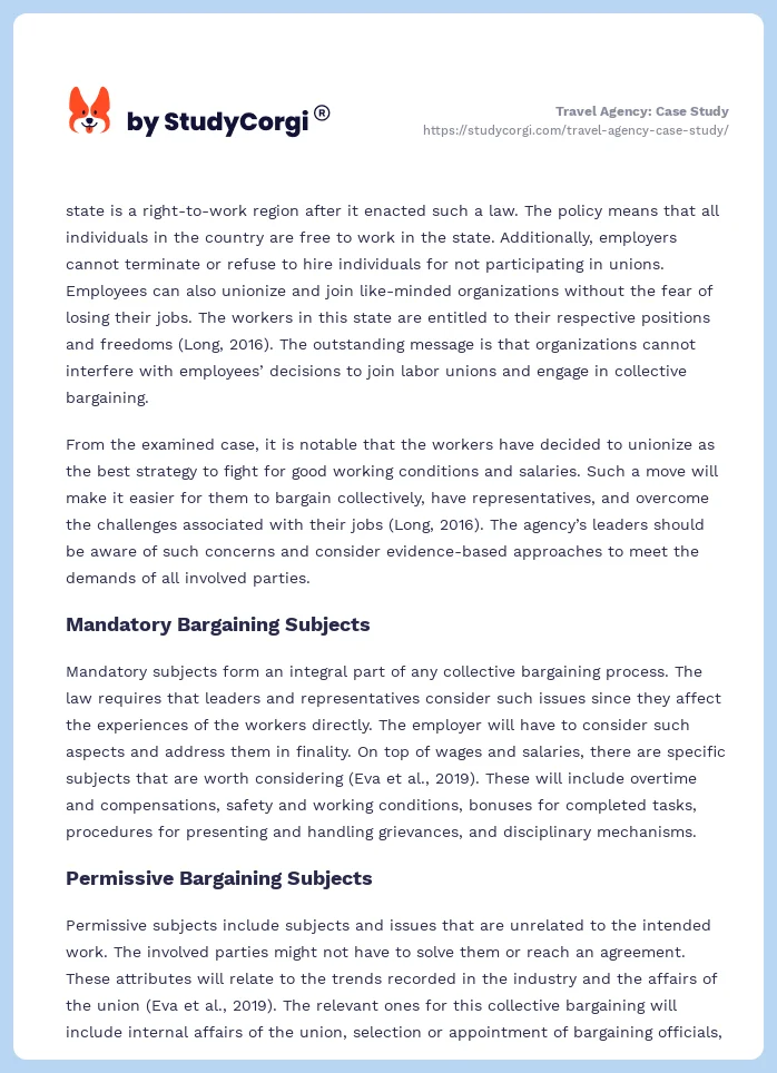 Travel Agency: Case Study. Page 2
